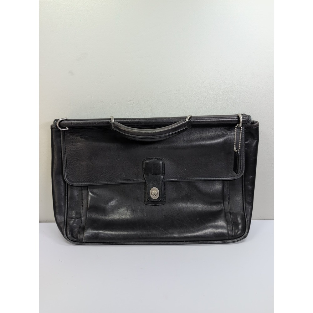Coach Barclay 6456 Vintage Black Leather Briefcase MISSING Strap